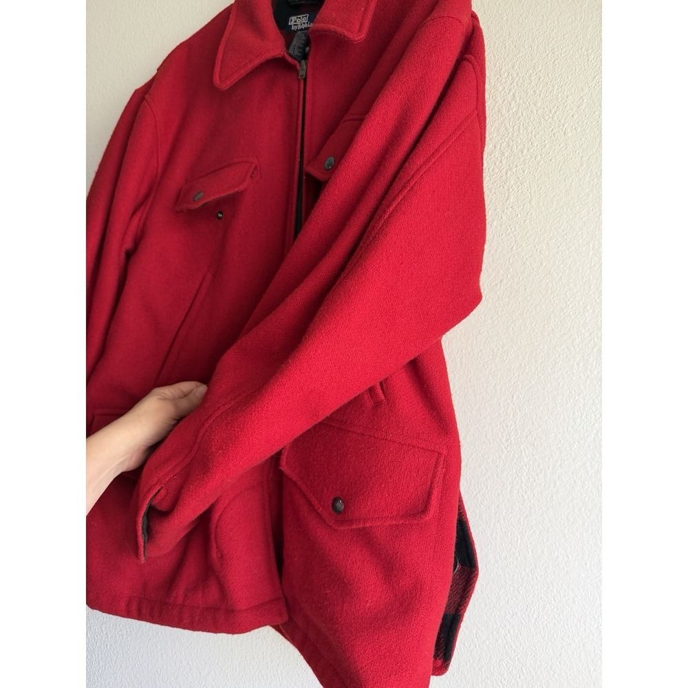 Vintage Polo Ralph Lauren Wool Hunting Jacket Size M VTG Red Heavy 1980s - Picture 10 of 15